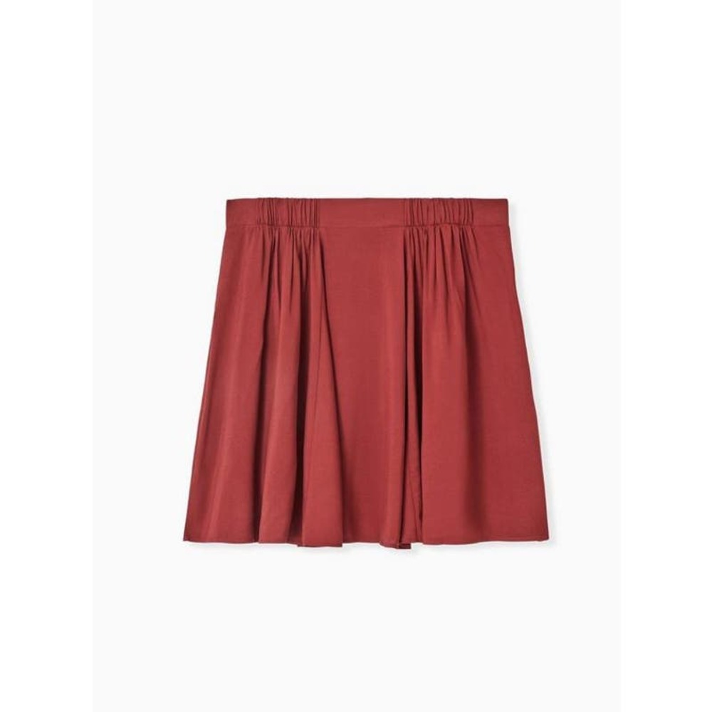 NWT Torrid Brick Red Challis Button Up Skirt Mini Pockets Plus Size: 0X (12)